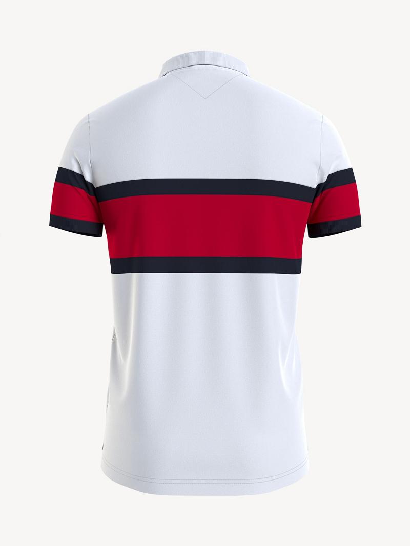 Férfi Tommy Hilfiger Slim fit signature colorblock Polos Fehér Színes | HU 1094AHK